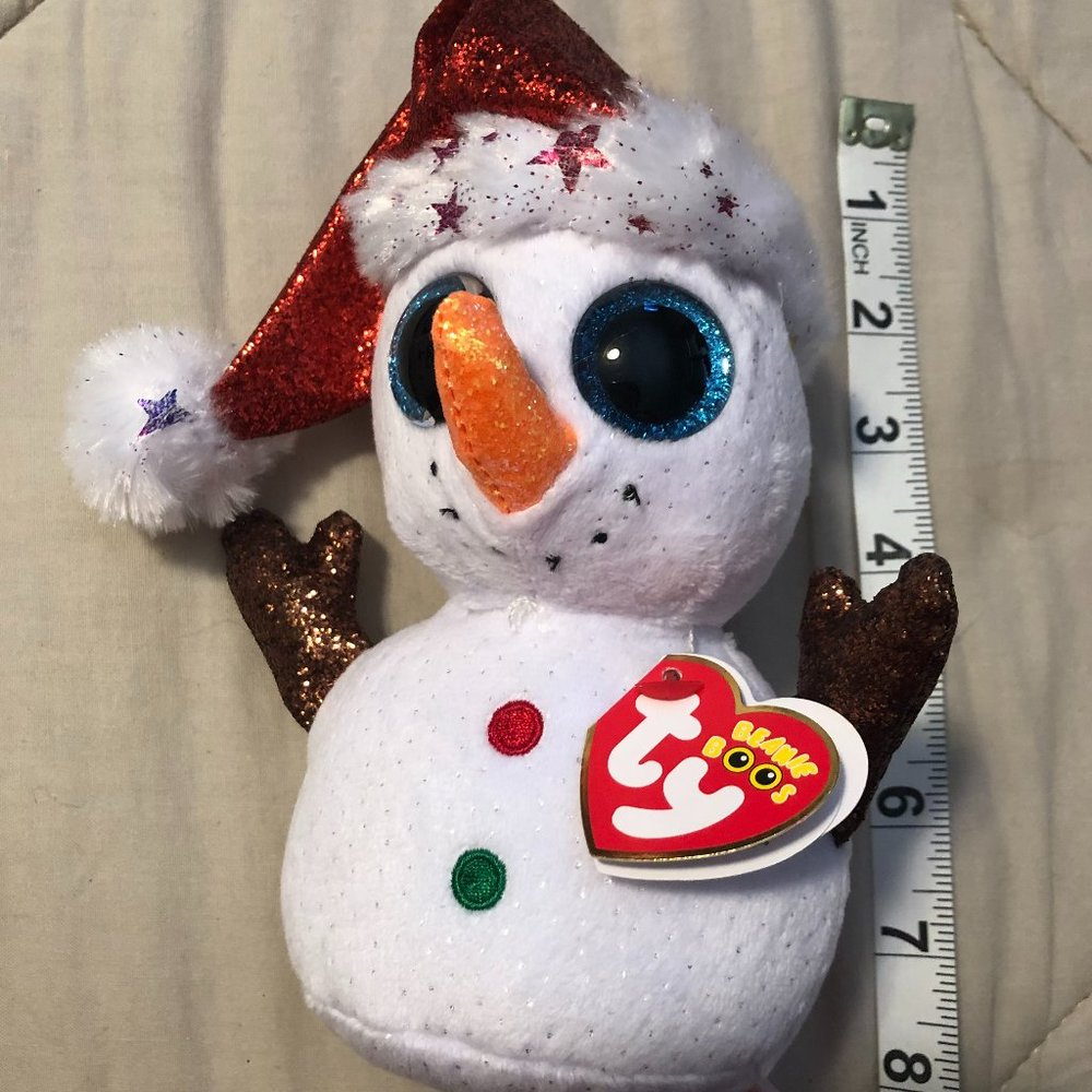 Ty Beanie Boos - FLURRY the Christmas Holiday Snowman (6")